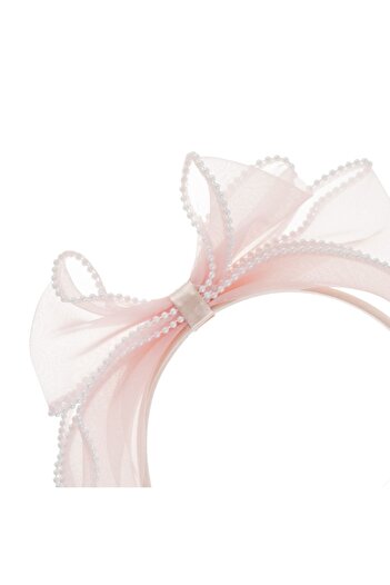 SHOPIENS Hair Accessories Set, Pink Bow and White Beads, 3 pieces