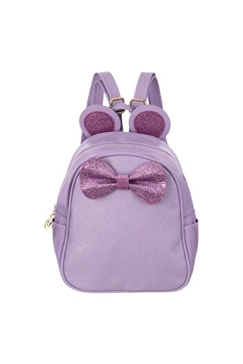 SHOPIENS Children's Backpack - Ears & Bow Model, Lilac-Pink, 20x11x22 cm