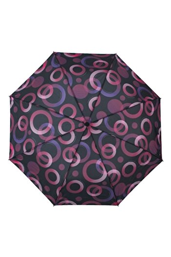 SHOPIENS Foldable Auto‑Open Umbrella NGR, Fuchsia Circles