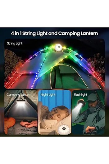 Generic Multifunction Camping Lamp with String | Rechargeable Tent Lamp with 10M String and Mini Flash Light