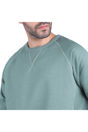 COUP Plain Hooded Sweatshirt With Long Sleeves - Turquise - D.Green