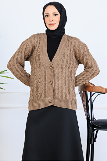 benguen Hair Knitwear Short Knitwear Cardigan S4000 Mink