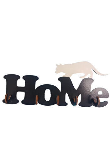 Amco Black home key holder with cat pattern 25 x 11 x 3 cm