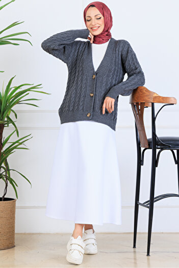 benguen Hair Knit Short Knitwear Cardigan S4000 Anthracite