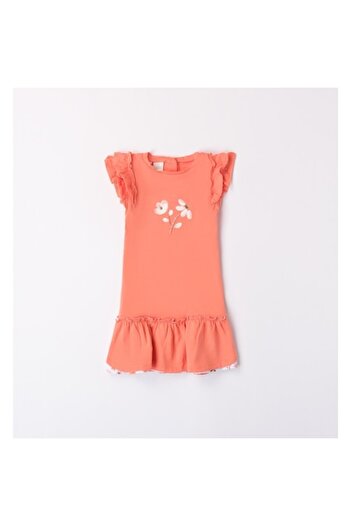 İDO I Do - Floral Print Dress for Girls, 4.8640, Orange, 62-68 cm