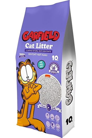 GARFIELD Cat Sand 10L – Lavender Scent, Fast Clumping, Low Dust, Turkey Made, Odor Control, White Bentonite