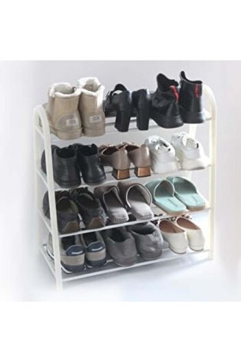 Silver Star White Shoe Rack with 4 Shelves 61 x 28 x 64 cm