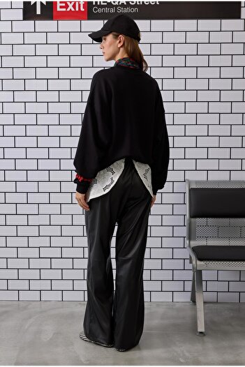 HEQA Nakışlı Sweatshirt Siyah