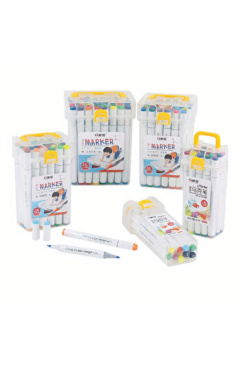 Issa Acrylic Markers 18-set with Dual Tips, 14cm Transparent Plastic Pouch, Multicolor