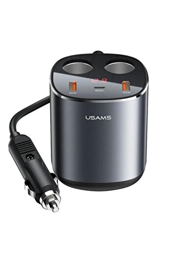 Usams Car Charger Type-C, 2x USB, 245W, I61, Silicone, Grey