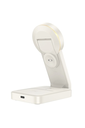 Hoco 3-in-1 Charging Station for iPhone, Apple Watch, AirPods - Motorcycle I82 (Silicone, Milky Whit