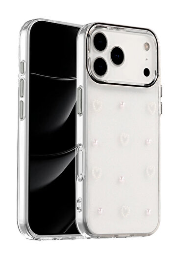 Nezih Case Apple iPhone 17 Pro Compatible Airbag Design Glittery Transparent Patterned Cover Case
