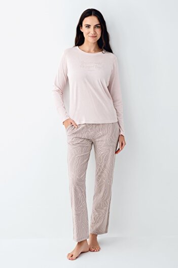 Pierre Cardin Women's Long-Sleeved Pajama Set, 50% Cotton 50% Modal