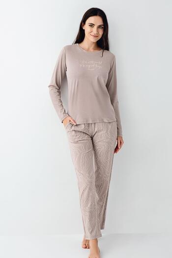 Pierre Cardin Women's Long-Sleeved Pajama Set, 50% Cotton 50% Modal