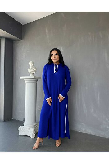 MAY MARA Women's Strip Detailed Polo Collar Tunic Pants 2 Pieces Suit