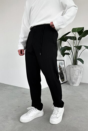 HAFKAGİYİM Black Beli Gabardine Regular Trousers with Rope Detail