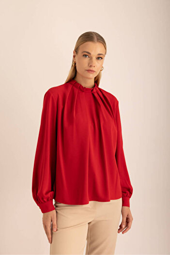 Aker Detail Woven Bluz with Pile Detail 2342111
