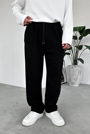 HAFKAGİYİM Black Elastic Waist Gabardine Baggy Trousers