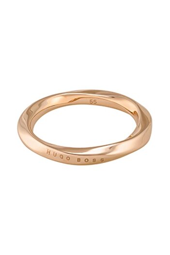 Hugo Boss Signature Women's Ionic Plated Carnation Gold Steel Ring - 1580251M