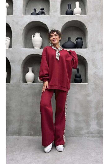 Cardella Foulard Detailed Shirred Double Pants Set - Women's Tracksuit Set