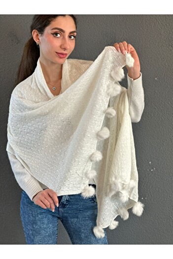 Gönülden Tasarım Pompon Knitted Women's Scarf Shawl 170X75 cm