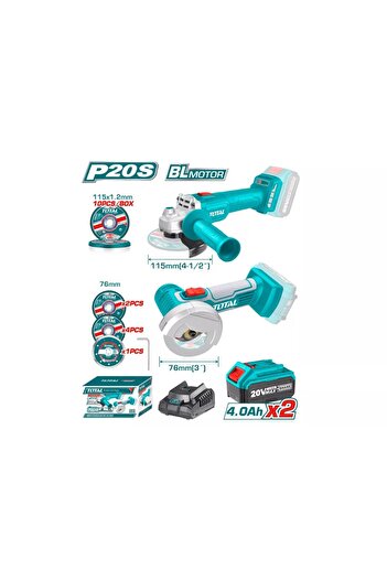 TOTAL Total TOSLI2211415 2-in-1 Battery-Powered Side-Head Rocket Set and Disc Set 20V