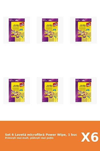 Fino Set of 6 Power Wipe Microfiber Cloth, 1 pc.