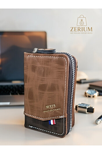 ZERİUM Stylish and Durable Men's Pu Leather Multi-Function Id and Card Wallet