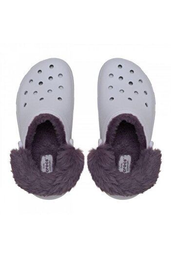 Crocs Classic Platform Fuzz Lined Clog Frosted Grape Terlik 212854-5BO