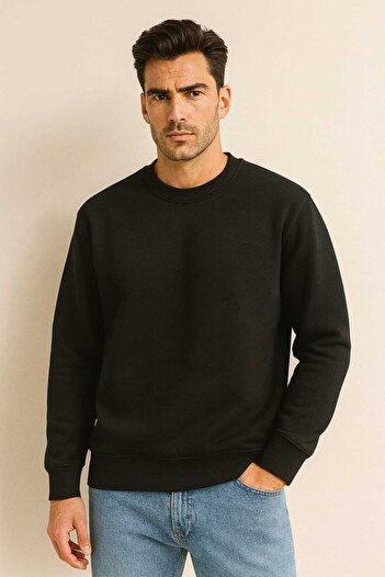 gigigiyim Solid Color Oversize Three-String Men's Sweatshirt