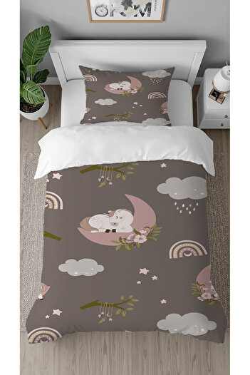 GREENDECOR Unicorn Rainbow Patterned Digital Printed Special Design Single Children's Duvet Cover Set Without Sheets