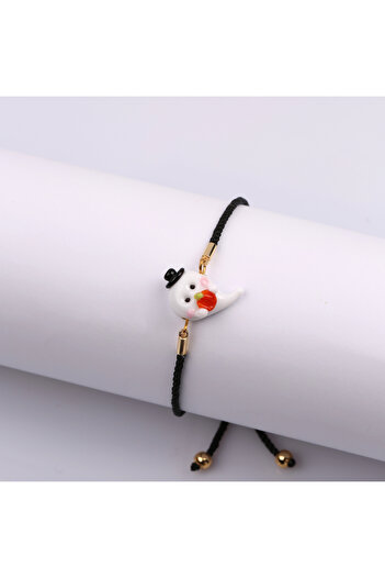 ADAMODART Ghost in the Hat Murano Glass Beaded Bracelet - Halloween Themed
