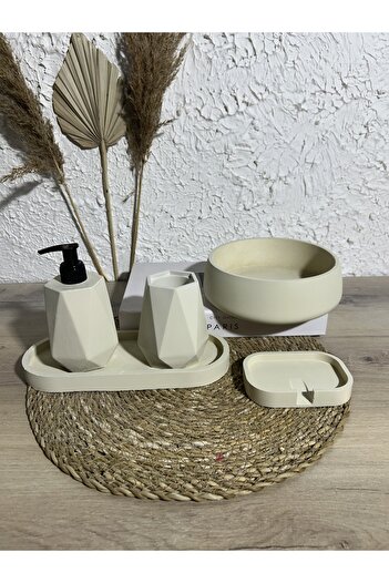 Zigzag Home Decorative 5 Piece Bathroom Set Solid/Liquid Soap Dispenser Toothbrush Holder Towel Rack Tray