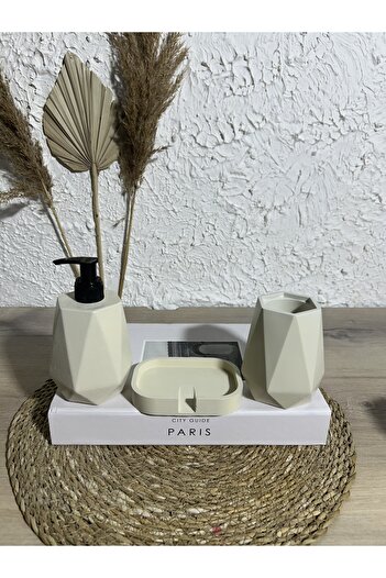 Zigzag Home Decorative 3 Piece Bathroom Set Liquid Soap Dispenser Toothbrush Holder Solid Soap Dish Set