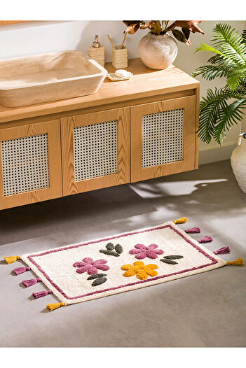 LC Waikiki LCW HOME Karışık YEBU Çiçek Nakışlı Banyo Paspası 50x80 Cm