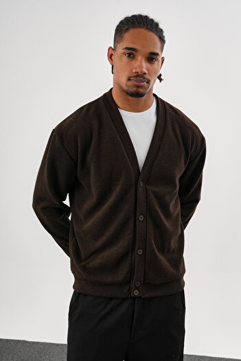 Redline Noble V-Neck Winter Cardigan Brown