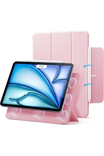 Generic SmartGrist iPad Air 11in Case (M2, 6th/5th/4th Gen) - Slim Trifold Stand, Magnetic Closure - Pink