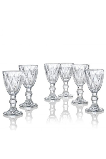 ABYZ Set of 6 Glass Aperitif Glasses with Leg and Elegant Pattern 60 ml Vintage Design Ideal for Liquor