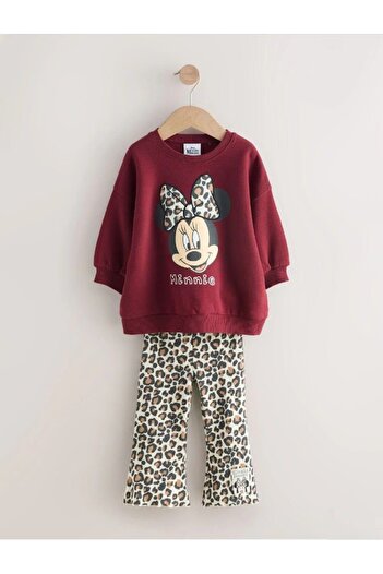 ALZEY GİYİM Kız Çocuk Minnie Baskılı Sweatshirt ve İspanyol Paça Taytlı Takım - 2 / 8 Yaş Arası