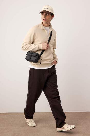 Trendyol Collection Кам'яний Regular/Normal Крій Прямий комір Товстий внутрішній фліс Світшот TMNAW26SW00021