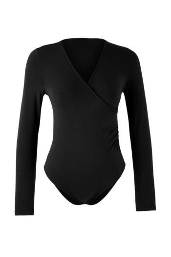 Trendyol Collection Black Soft Touch Double Breasted Draped Bottom Snap Fastener Flexible Knitted Bodysuit Twoaw26Bd00015