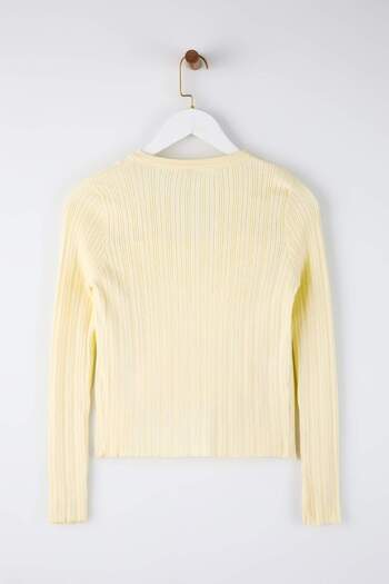 Trendyol Collection Yellow 2-Piece Ribbed Premium/Special Thread Soft Textured Knitwear Cardigan-Blouse Set Twoaw26Hi00003