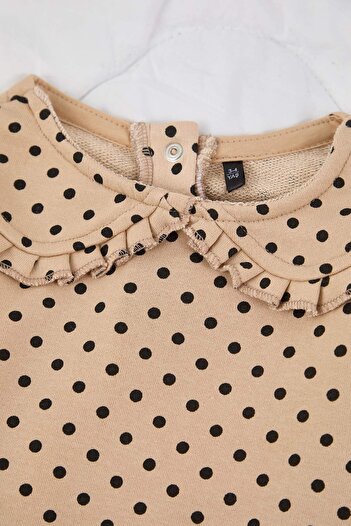 TRENDYOLKIDS Beige*002 Polka Dot Strick-Oberteil und -Unterteil Set TKDAW26AU00064