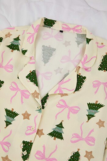 Trendyol Collection Ecru New Year Belmando Woven Pajama Set Thmaw26Pt00060
