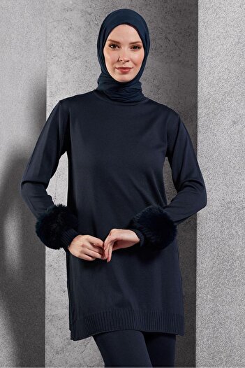 Alvina Knitwear Set 44950 - Fur Detailed Trousers