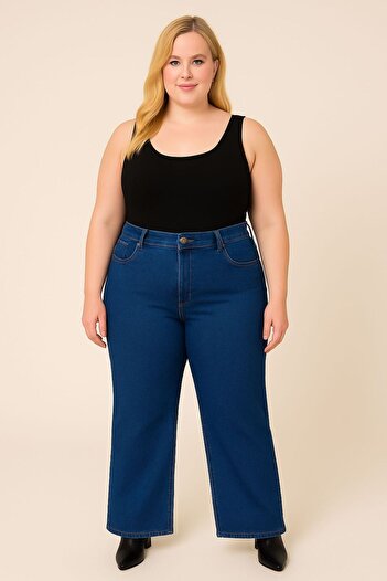 ELONİ New Season - Premium Super Battal High Waist Flexible/Lycra Wide Leg Denim Pants