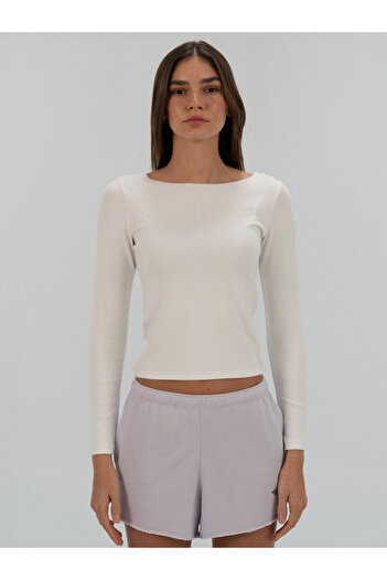 EVERLAST Ever Relaxed Rib Wmn Λευκό γυναικείο μακρυμάνικο μπλουζάκι