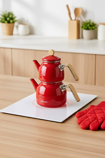 Bambum Sultan Bamboo Handle Teapot Set Red