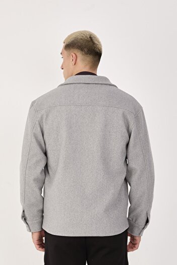 Store Men's Cashmere Shirt Collar Jacket Zippered Stylish Coat