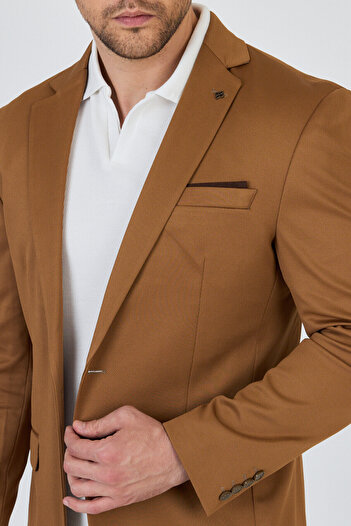 Frappoli Ferico Men's Mustard Polyviscon Fabric Slim Fit Blazer Jacket